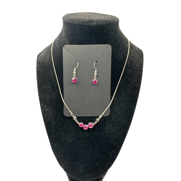 Sparkling Stargazer Pink Gemstone Necklace and Earring Set - Picture 1 of 5